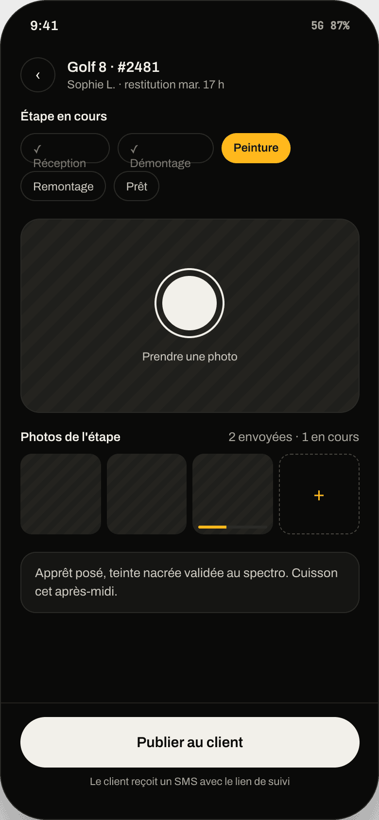 Une photo depuis la cabine, et c'est tout.